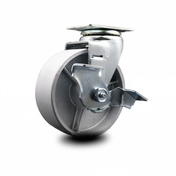 5 Inch Semi Steel Cast Iron Swivel Caster with Roller Bearing and Brake SCC